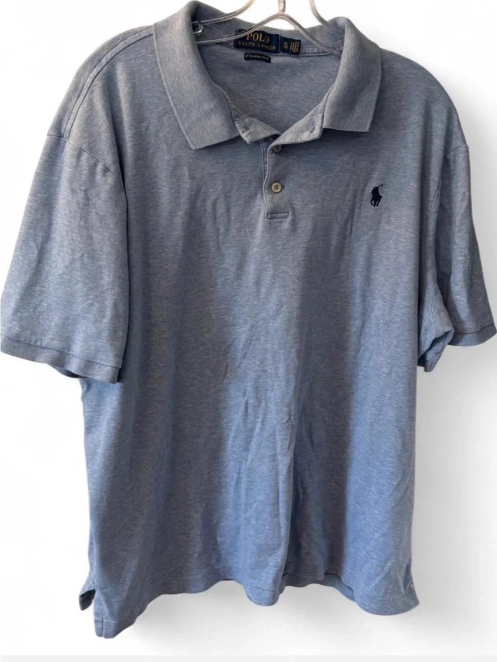 Polo Ralph Lauren Classic Fit Heathered Blue Polo Shirt Preppy Classic Golf